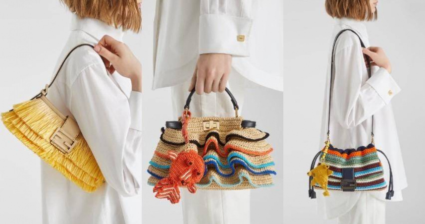 一背切換度假模式！FENDI「拉菲草包」加入荷葉邊、波浪條紋太夢幻　直接選擇障礙發作