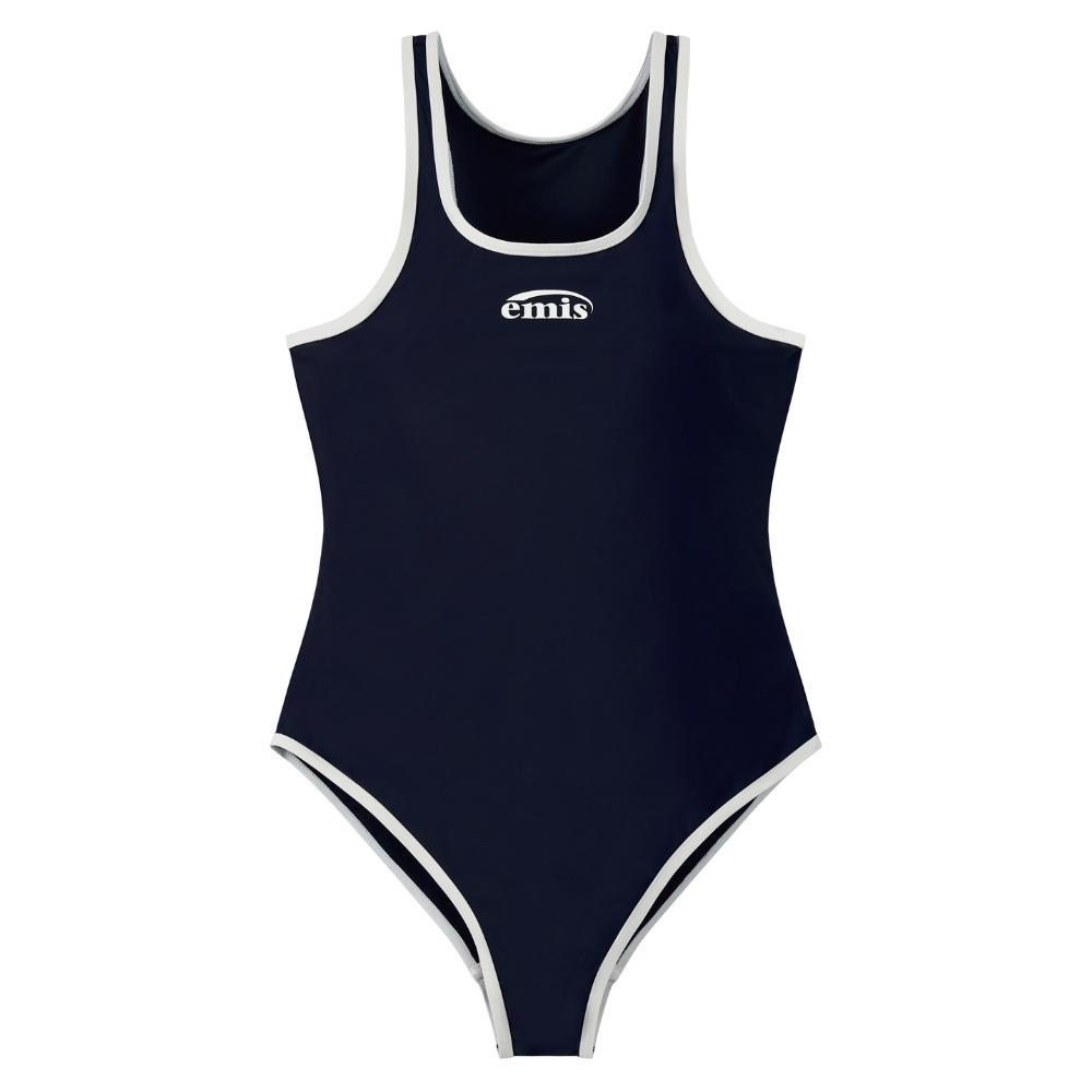 韓國 emis RACER BACK SWIMSUIT 運動風細肩背連身泳衣 海軍藍NAVY