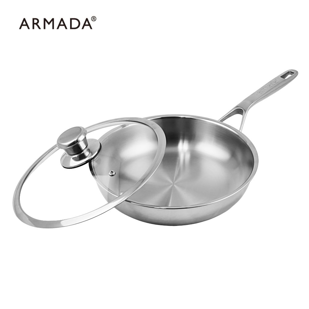 𝙉𝙀𝙒 ✦【ARMADA】不鏽鋼複合金平底鍋 28cm(含玻璃蓋) 贈 主廚系列-尼龍鏟