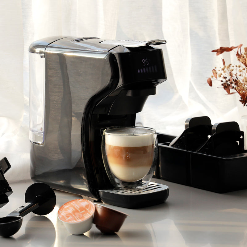 小醇萃 冷熱雙萃四合一膠囊咖啡機 送收納盒(適用K-CUP/NS/多趣酷思膠囊/義式填粉) 曜石黑