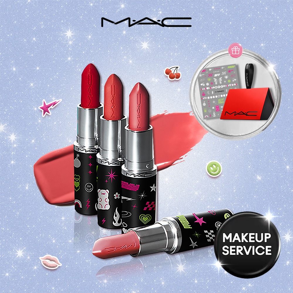 享彩妝服務兌換券💐【MAC】新貼紙！天天愛你✨ 貼心可愛唇彩組 極自我唇膏/超水感持色水唇膏2選1+3款隨心貼任選 唇蜜 潤唇膏 唇露 護唇膏 唇膏 生日禮物 射手座禮物