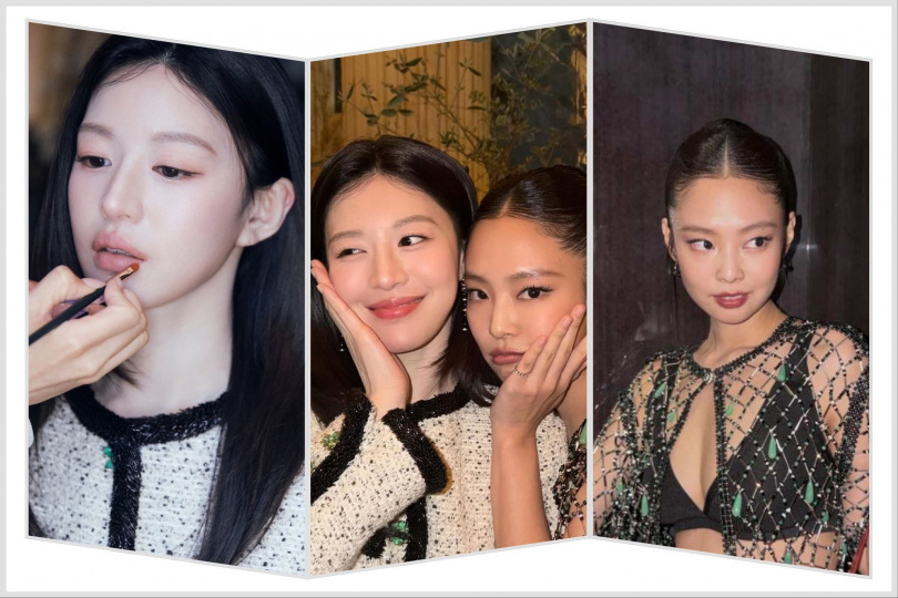 Jennie與高允貞在CHANEL巴黎大秀現場貼臉自拍，兩大女神同框畫面瞬間掀起討論。（圖／高允貞、Jennie ig ）