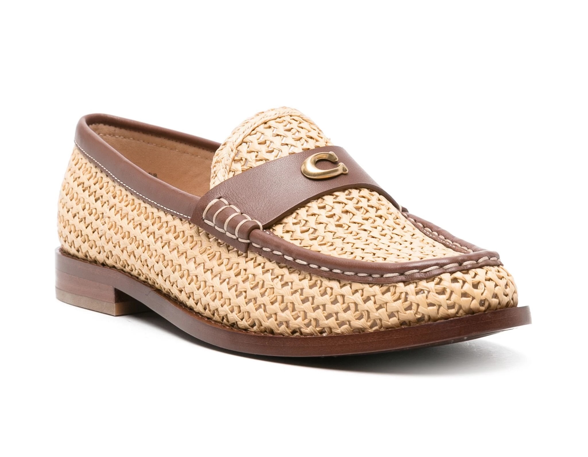 Coach Jolene woven-raffia loafers