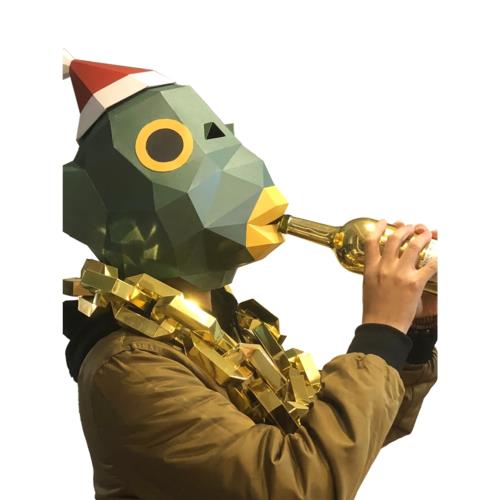 抖音綠魚人頭套搞怪搞笑頭盔無味手工折紙奔波霸面罩網紅沙雕面具