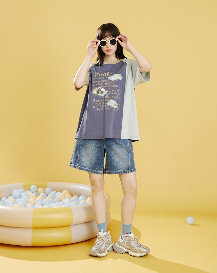 pool relax拼接色寬版涼感T恤(兩色)