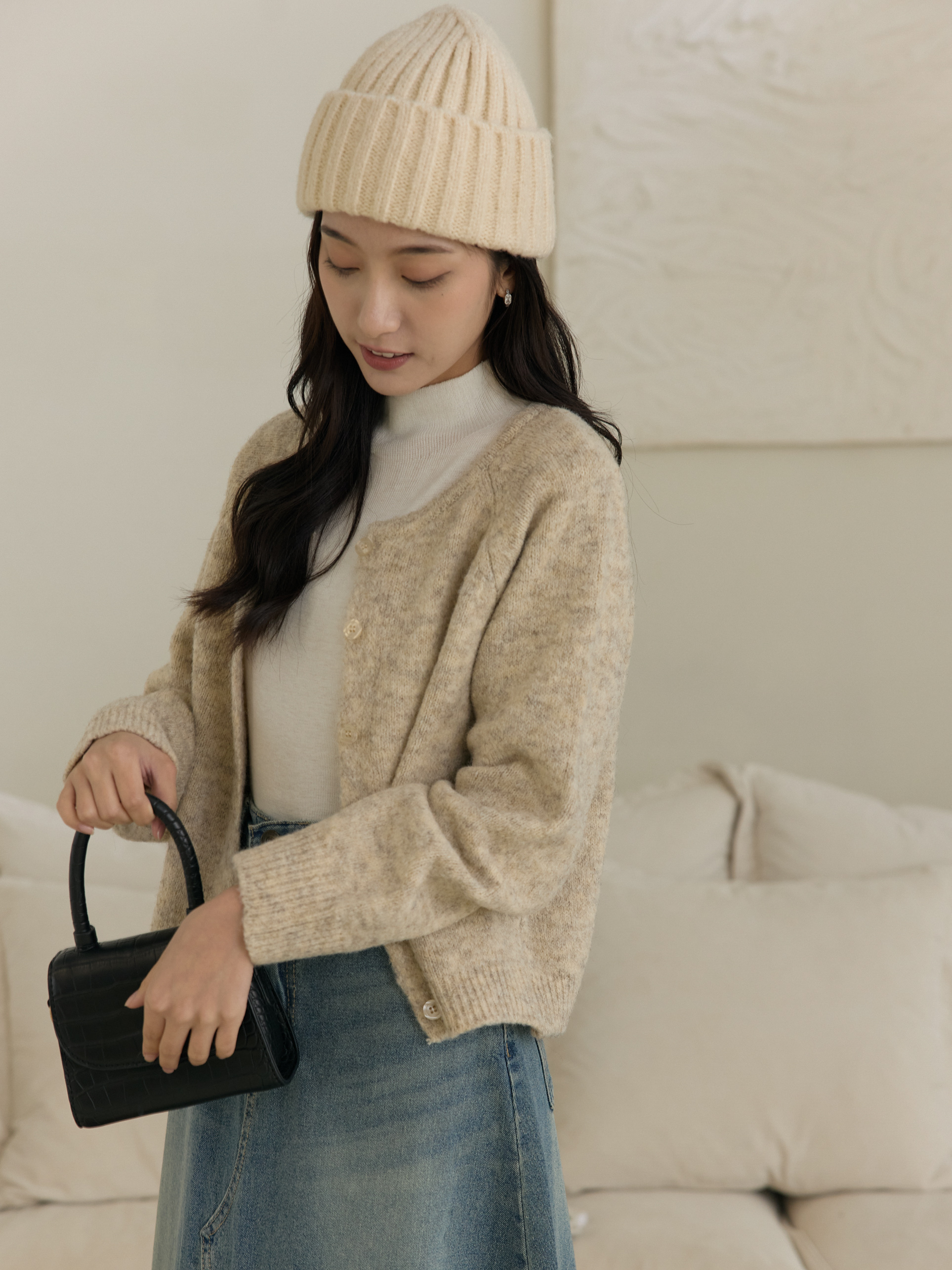 軟綿綿寬摺保暖毛帽