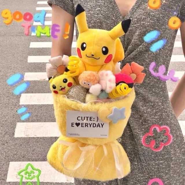 預購【LAMIE】 比卡丘暖心花束 皮卡丘花束 寶可夢花束 花朵花束 花束花禮 可愛花束 娃娃花束 卡通花束花禮 花束