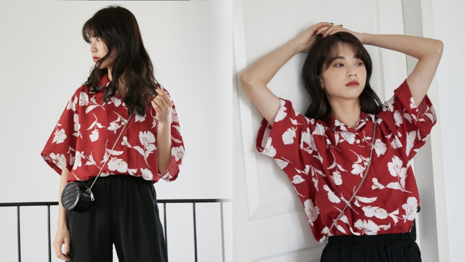 復古印花雪紡襯衫