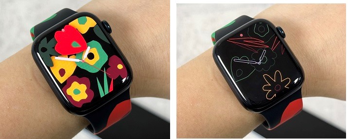 搭配 Unity Bloom 錶帶推出的 Apple Watch 錶面，有繁花盛開及一支獨秀兩種模式，且在螢幕啟用狀態時會呈現出充滿顏色的花朵輪廓。