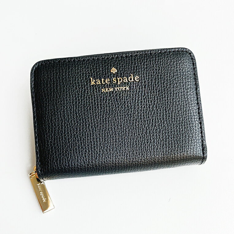 美國百分百【全新真品】Kate Spade 皮夾 零錢包 素色 皮革 短夾 女用 精品 黑色 CD56