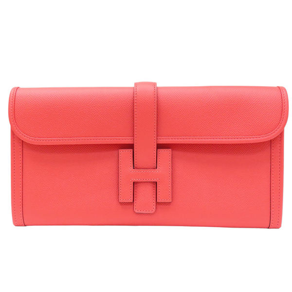 【二手名牌BRAND OFF】HERMES 愛馬仕 草莓粉 Epsom皮革 Jige 29 手拿包 A刻