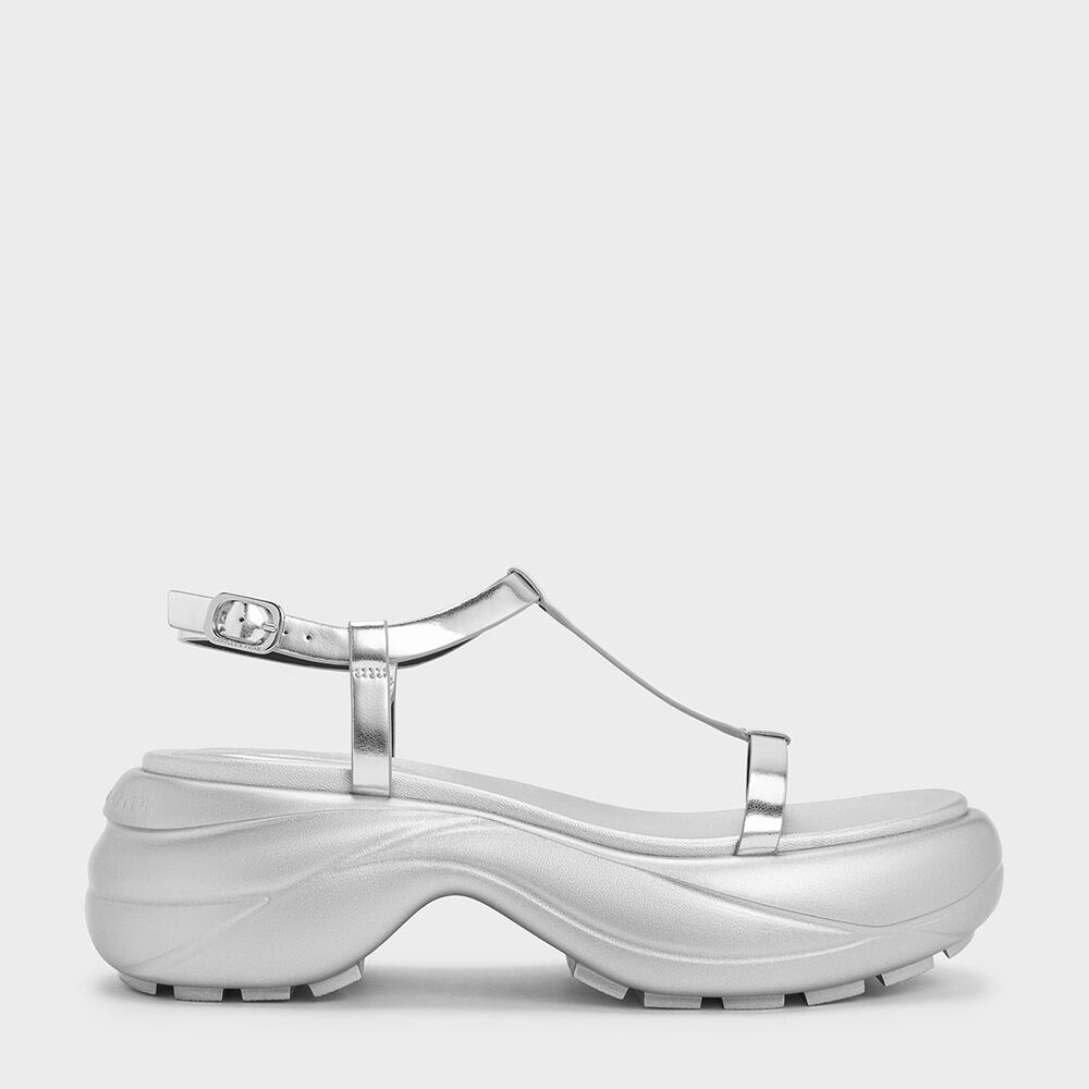 T字繞踝厚底涼鞋