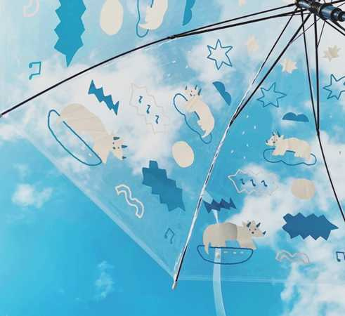 Macaron TOE 馬卡龍腳趾｜三角龍的下雨天透明直傘（圖／Pinkoi提供）