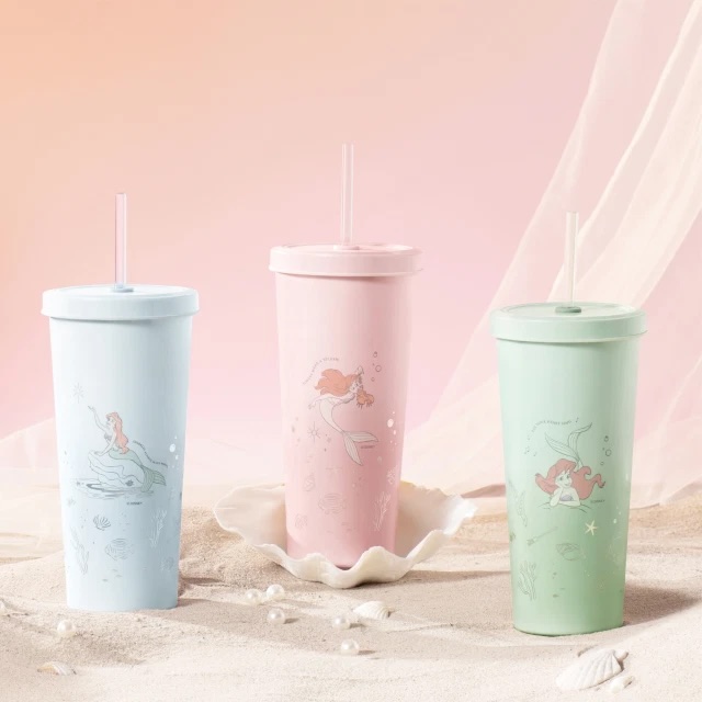 LINE禮物獨家組合🩷迪士尼精選🩷【Oolab良杯製所】710ML小美人魚吸管杯+冰淇淋杯提袋#快速出貨