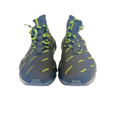 BALENCIAGA Speed Trainer 滿版字母LOGO襪套式黑色運動鞋41號(男生)