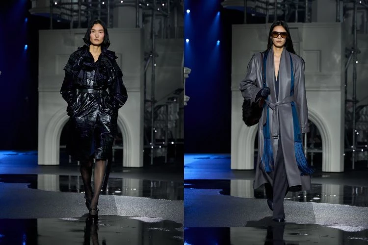 相較前兩季偏向戶外與自然的敘事，這一回Daniel Lee把鏡頭對準街頭節奏，在演算法主導的世界裡，他選擇讓夜色成為主角。傳統與青春不再對立，而是互相摩擦出火花。經典大衣、燕尾服、絲質襯衫被重新排列組合，機能雨衣與皮革飛行員外套卻流露出晚裝氛圍。