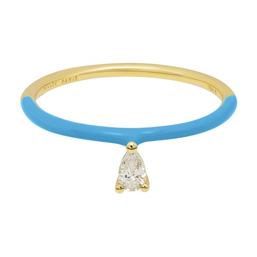 Blue Enamel pear diamond ring