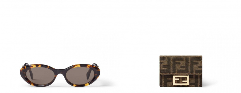 Fendi FF Diamonds太陽眼鏡、Baguette 三折皮夾。（圖／品牌提供）