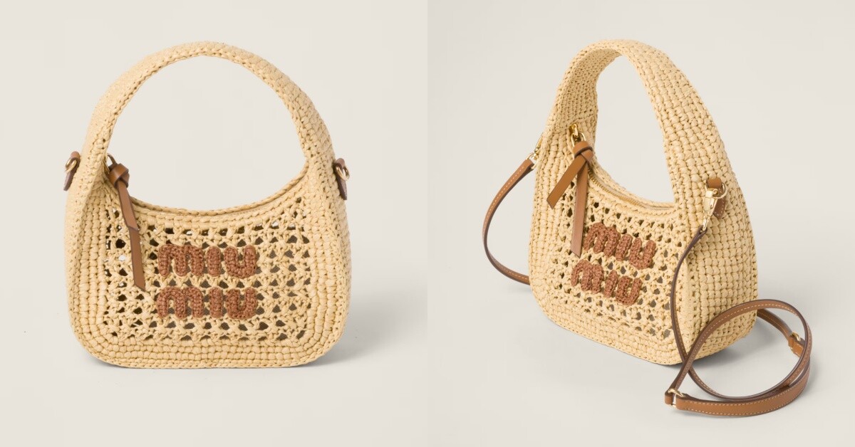 1.Miu Miu Wander 編織布料半月形手袋，NT$75,000