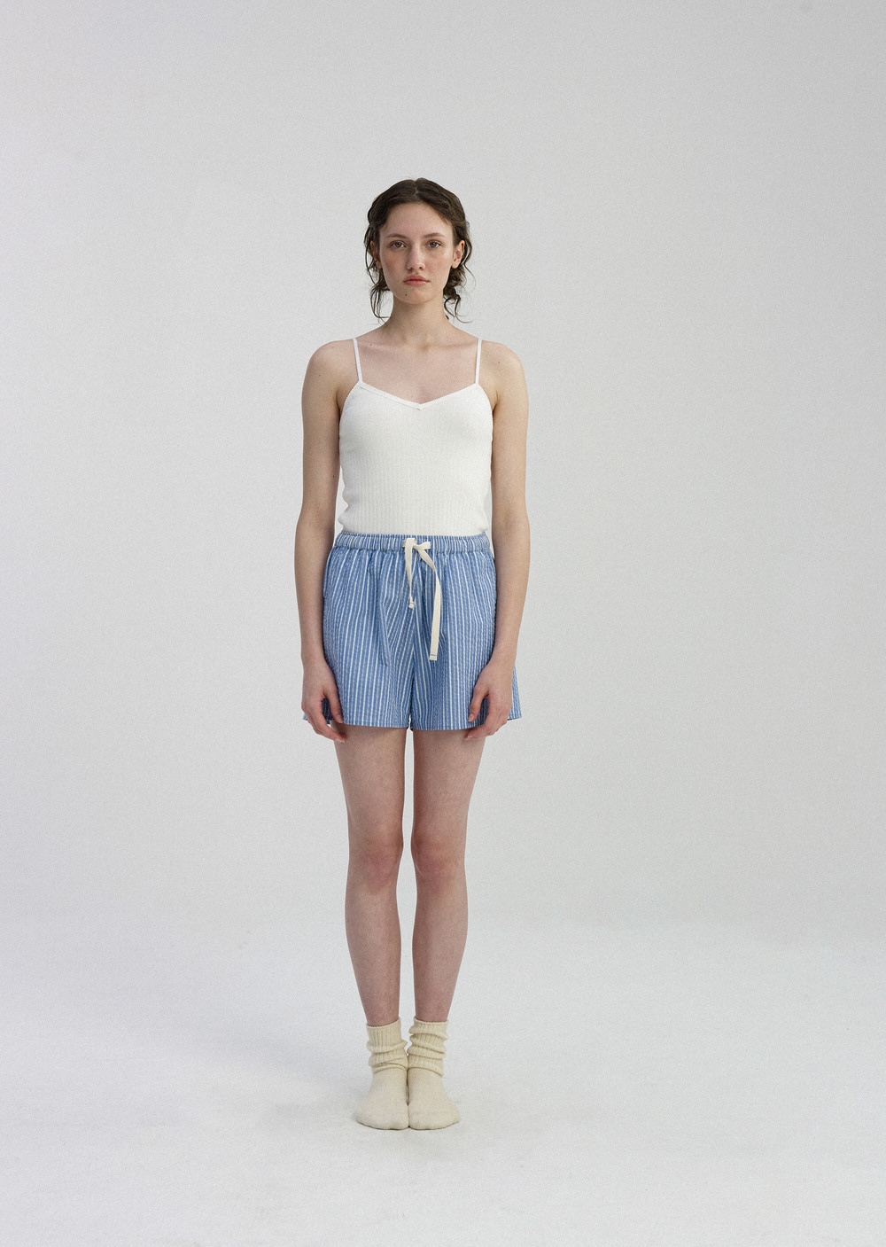 Striped Drawstring Shorts - Blue Stripes