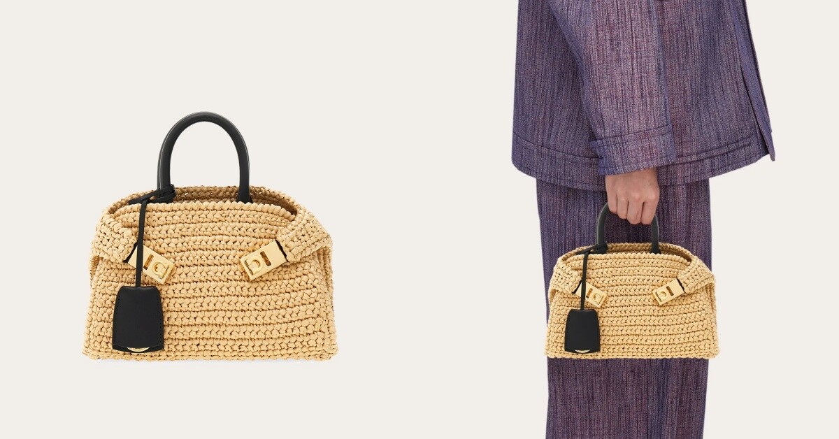 2026草編包推薦：Ferragamo Hug迷你手提包，價格店洽
