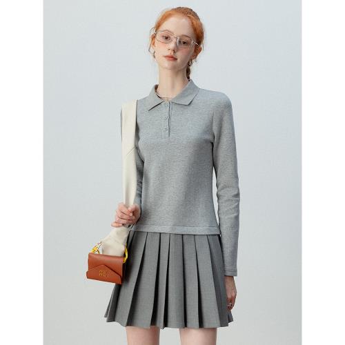 清倉 EGGKA運動風休閑polo領連衣裙直身顯瘦小眾設計感學院風長袖