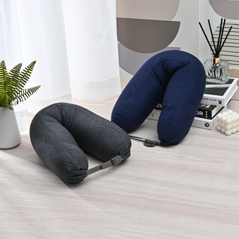 無印風微粒子連帽可收頸枕-多款任選