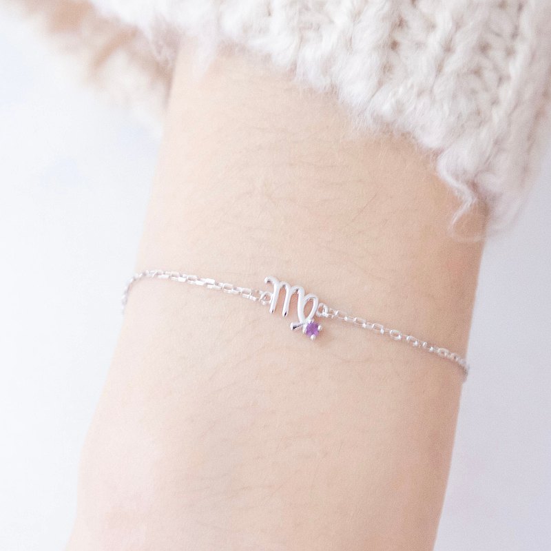 處女座925純銀天然石星座手鍊