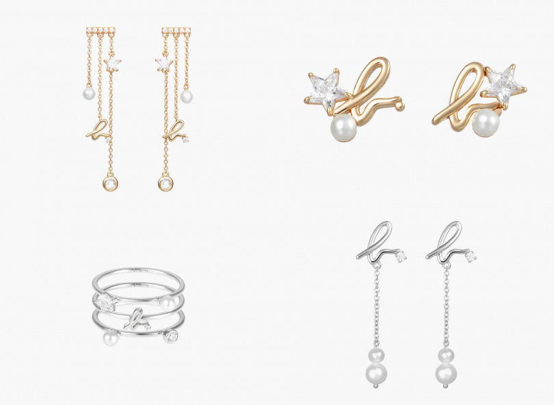 Christmas Canopy星光垂墜耳環／5,980元，耳環／4,280元，戒指／5,580元，珍珠垂墜耳環／4,280元（圖／品牌提供）