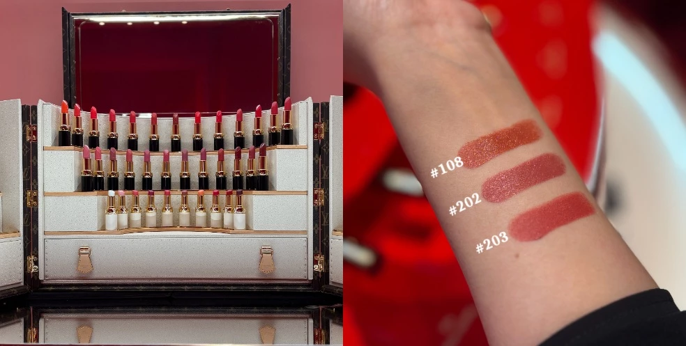 LV Rouge 唇膏暢銷色號：#108 Silk And Spice；#202 Glorious Quest；#203 Rose Odyssée