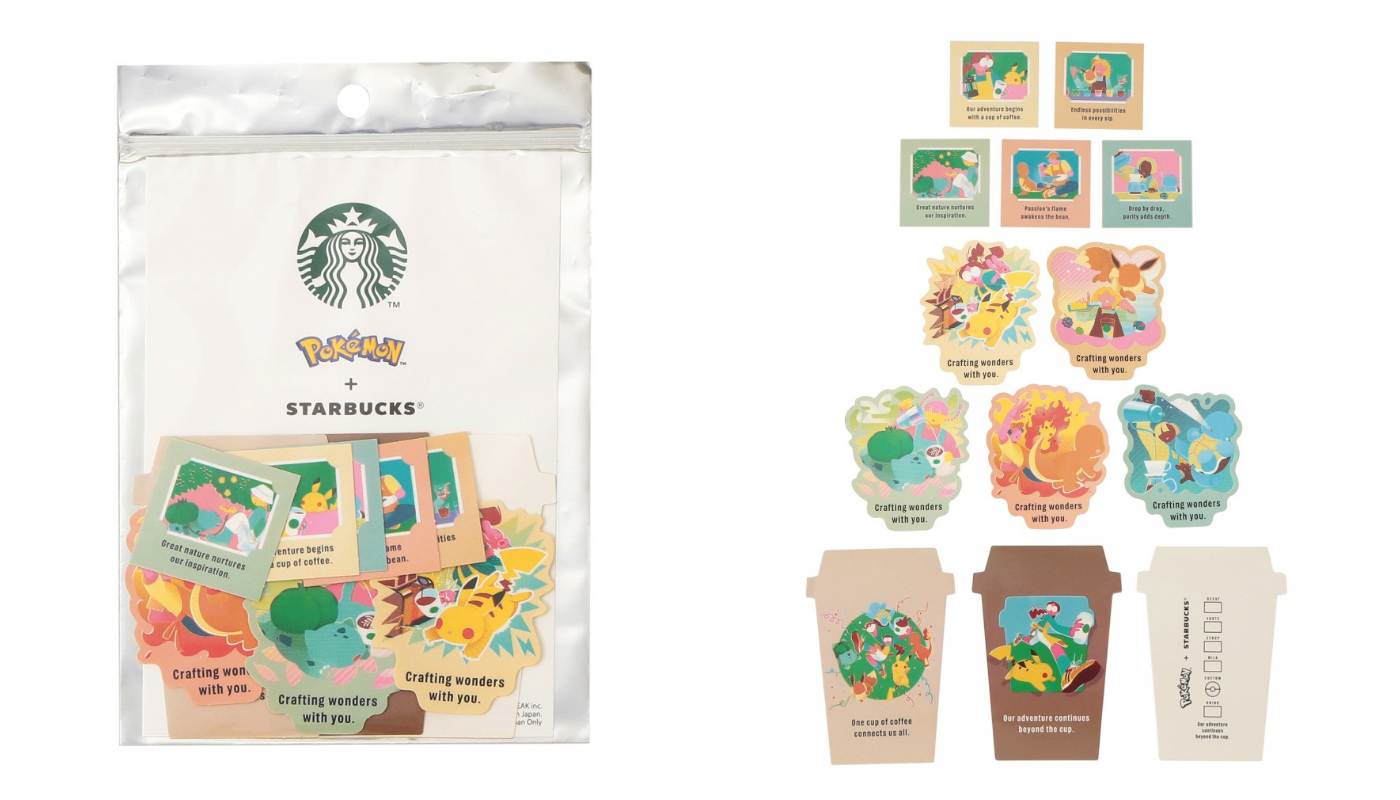 日本星巴克_Pokémon + STARBUCKS アートステッカーセット_Pokémon + STARBUCKS 藝術貼紙組