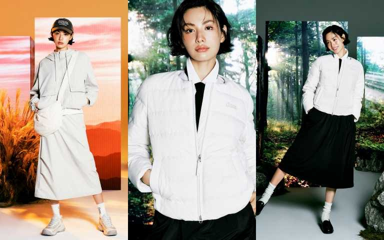 National Geographic Apparel國家地理服飾女裝 RHEA 輕量無領鋪棉外套 3,980元、POOULI 洋裝 5,980元（圖／品牌提供）