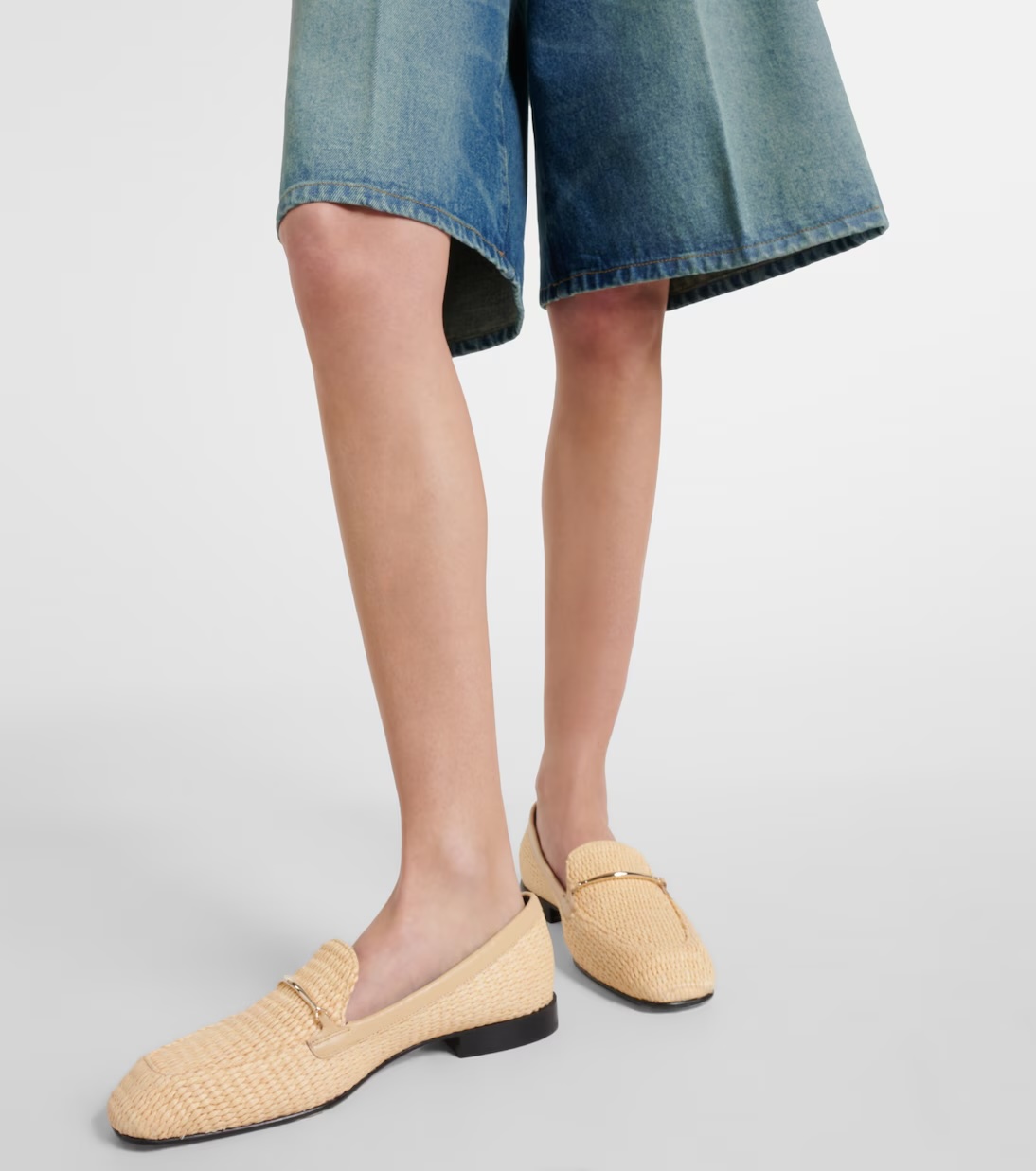 VICTORIA BECKHAM Raffia and leather loafers