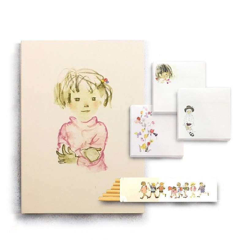 岩崎知弘文具組 - 鉛筆六入+筆記本+便條紙三入