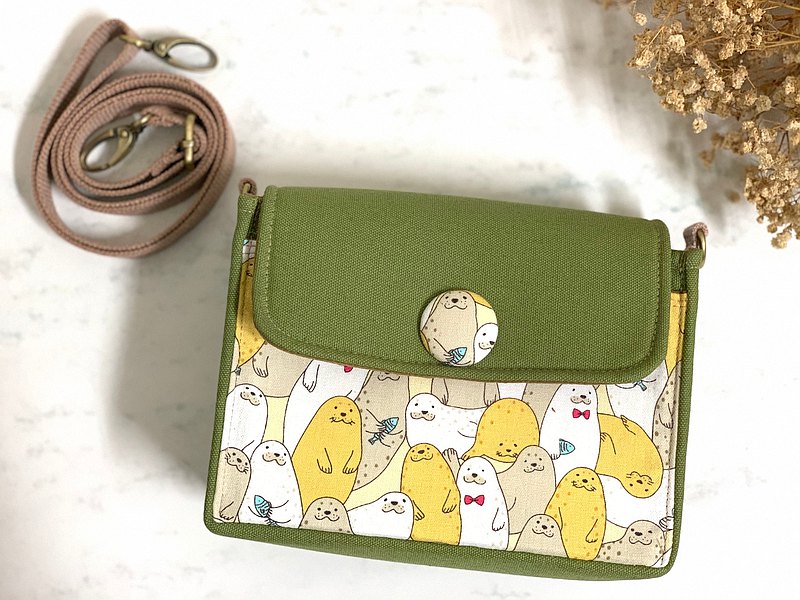 Pitaya des Quefy 三層發財方包 海豹黃x抹茶綠