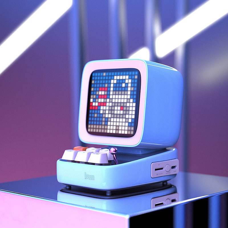 DIVOOM DITOO PLUS 像素藍牙喇叭 | 粉藍色