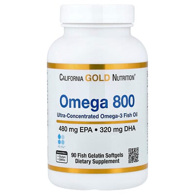 California Gold Nutrition, Omega 800 超濃縮 Omega-3 魚油，KD-Pur 甘油三酯形式，90 粒魚明膠軟膠囊（每粒 1,000 毫克）