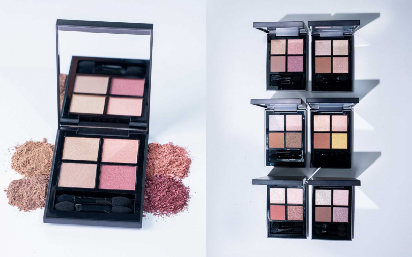 THREE星紗流光四色眼影盤6.7g／2,400元  因為添加有高透明度粉體，會發現不管疊加多少顏色，眼妝依然能維持透明亮澤感。（圖／品牌提供）