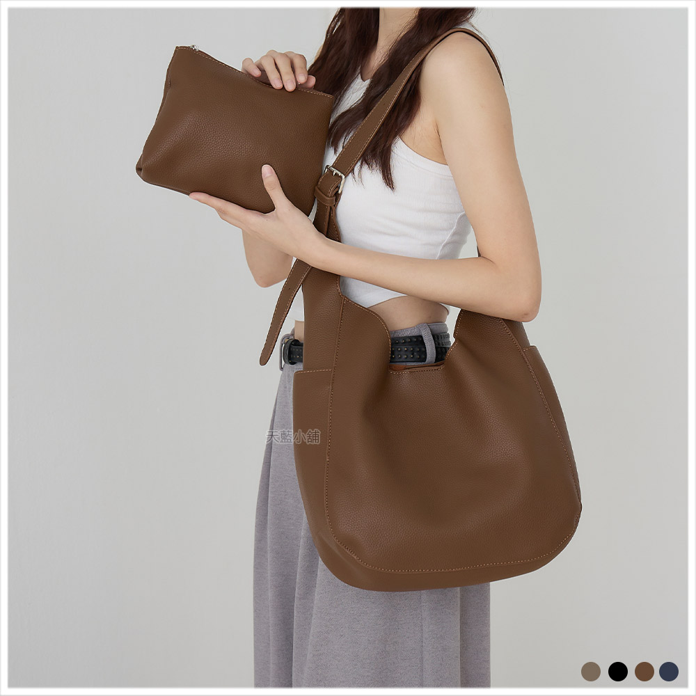 天藍小舖-簡單生活弧形肩背包中包-共4色-$490【A15153164】