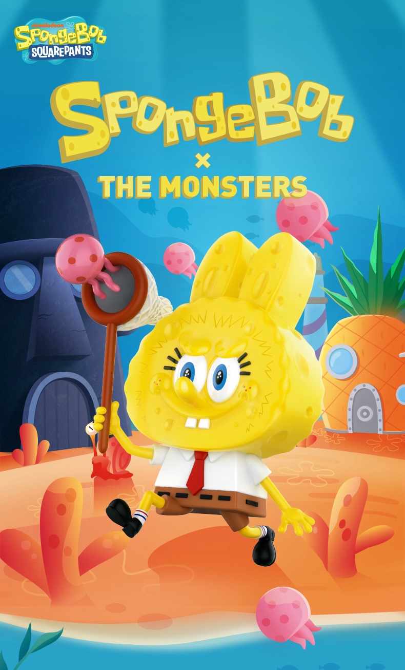 【POP MART 泡泡瑪特】The Monsters x 海綿寶寶 系列盲盒公仔(3入)