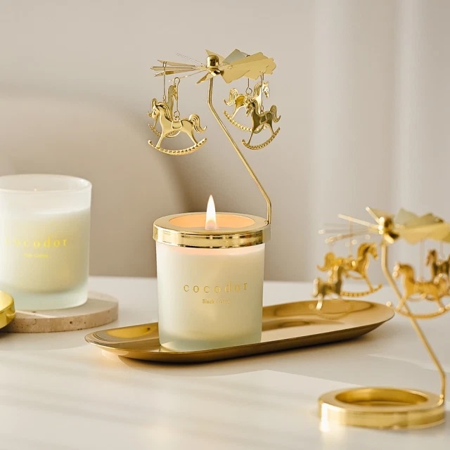 【COCODOR】大豆蠟燭130g+旋轉木馬燭罩 組合 交換禮物/聖誕禮物推薦