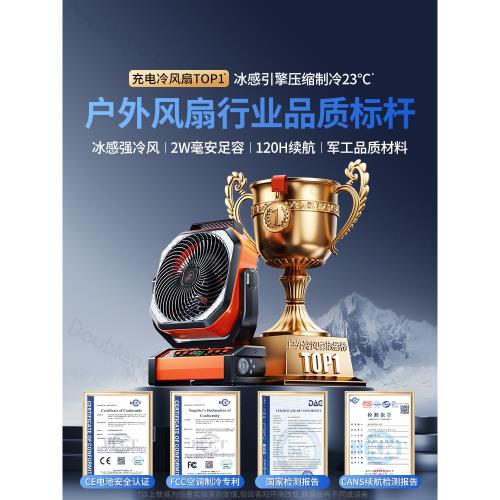 戶外露營制冷空調小風扇usb充電便攜式搖頭電扇野釣帳篷降溫神器學生宿舍大風力小型輕音辦公室桌面超長續航