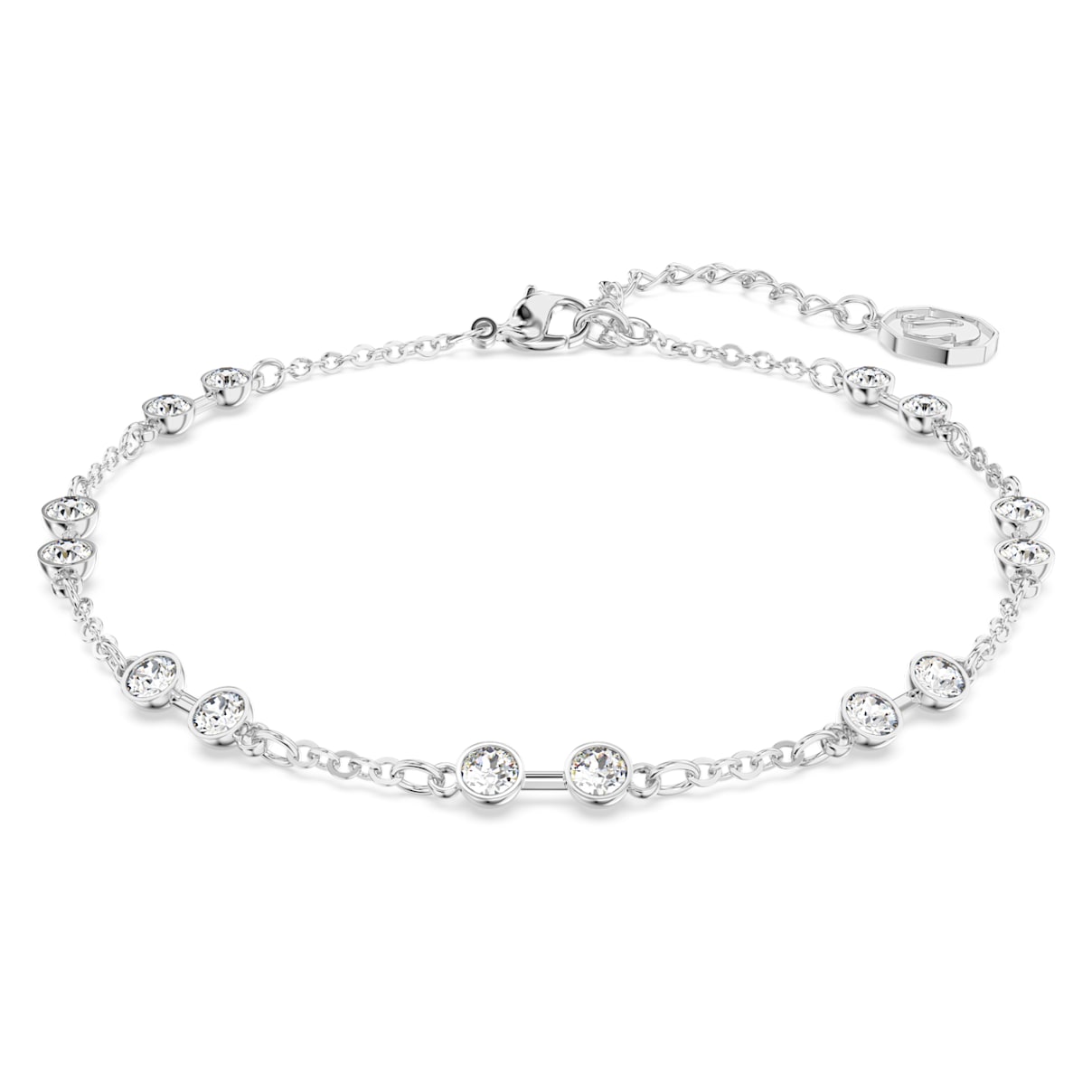 Swarovski Remix Collection Strand, 圓形切割, 白色, 鍍白金色
