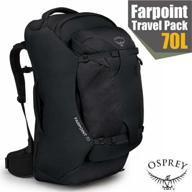 【OSPREY】Farpoint 70 專業自助旅行子母背包70L/黑