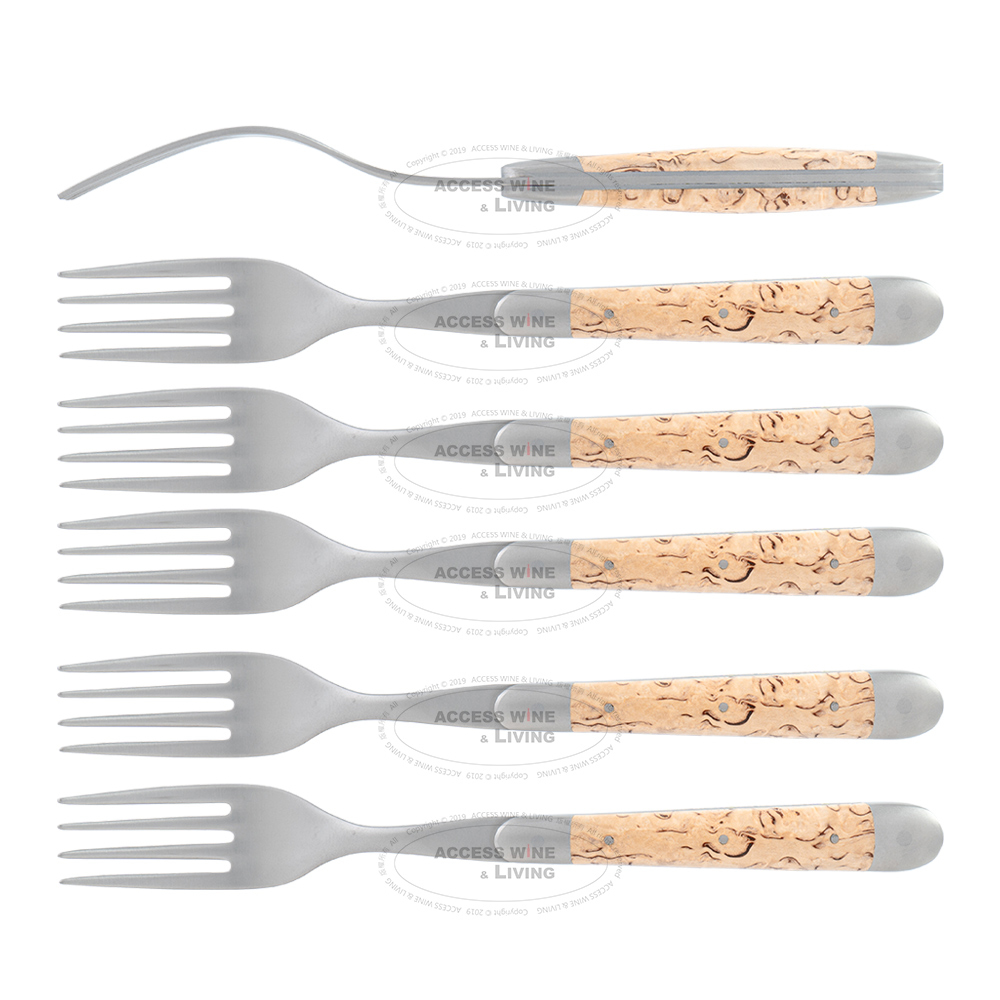 FORGE DE LAGUIOLE | 樺木握柄6件餐具禮盒組 (亮/霧面)