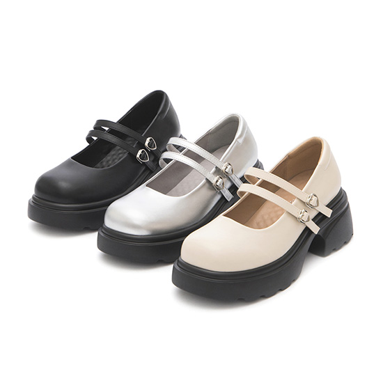 輕運動時尚鞋款推薦(女) 甜蜜愛心釦雙帶輕量瑪莉珍鞋