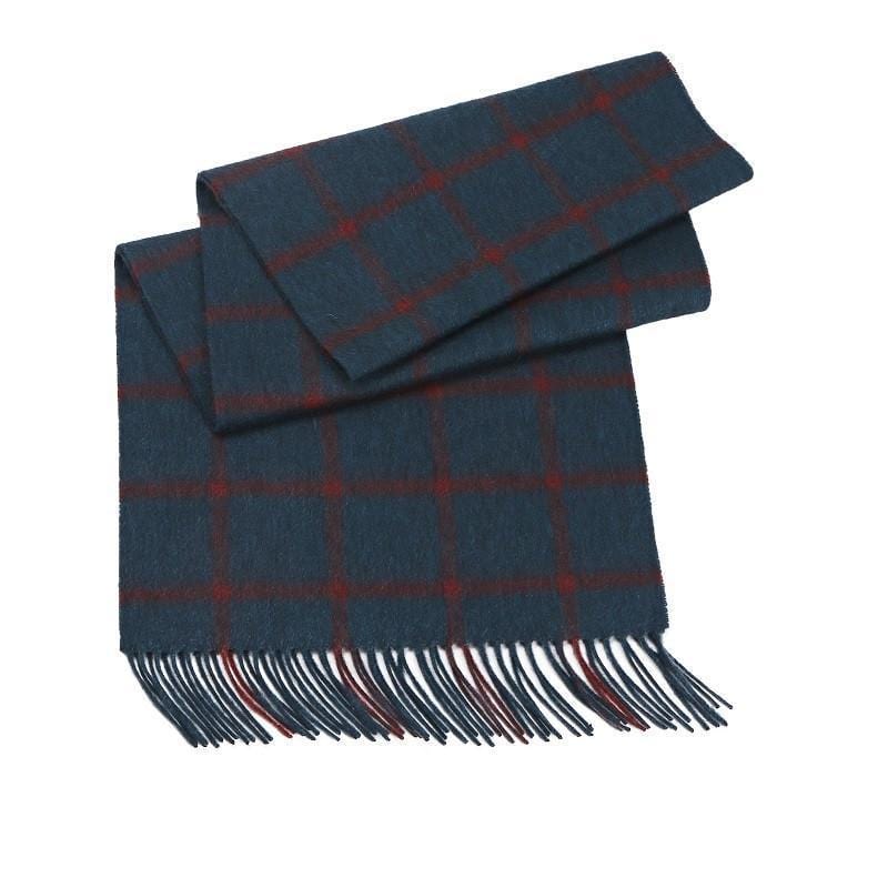 絲原格紋氂牛絨圍巾(2色可選) 墨綠/鐵鏽紅