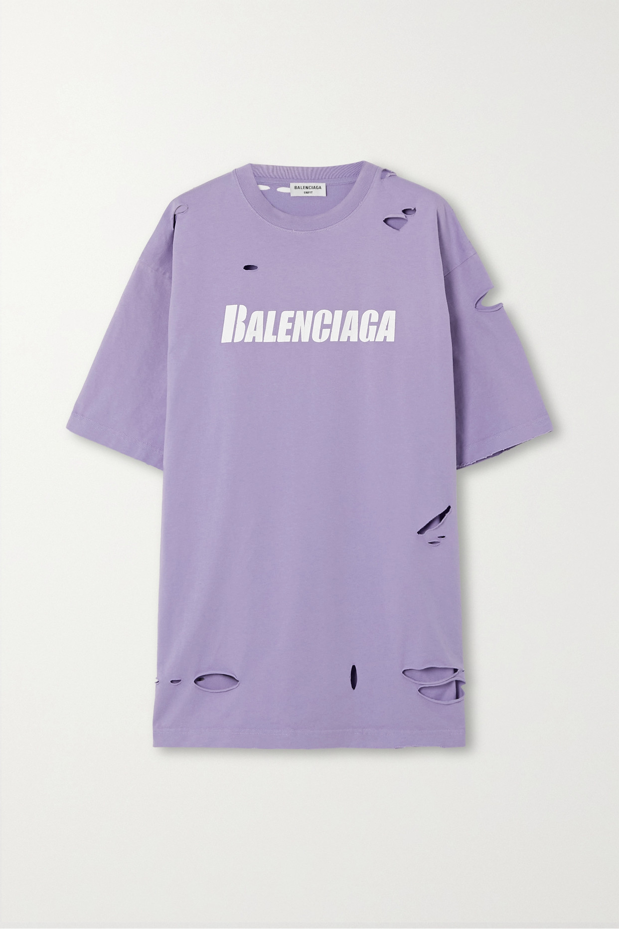 Balenciaga - Oversized Distressed Printed Cotton-jersey T-shirt - Purple - XXS