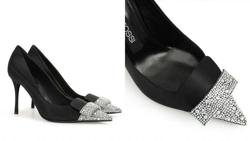 Sergio Rossi sr1 (Black)水鑽尖頭高跟鞋／36,000元（圖／品牌提供）