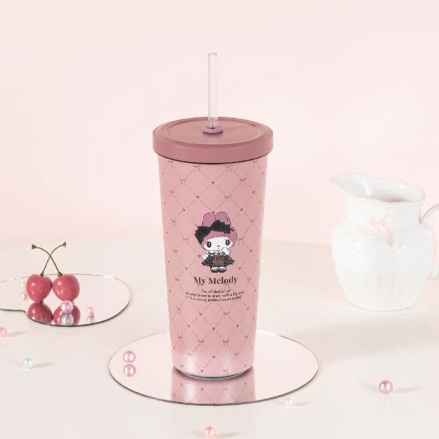 【Oolab良杯製所】LINE禮物獨家｜710ml小緞帶吸管杯+提袋贈壓縮清潔海綿-珍珠奶茶#酷洛米/大耳狗/美樂蒂/三麗鷗快速出貨